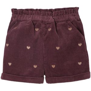 Short - Pruim - Fluweel / Velours - Meisjes - Met Glanzende Borduursels