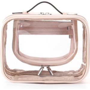 FURNIBELLA-Transparante toilettas voor mannen en vrouwen – Waterdichte reis-toilettas & organizer voor handbagage, roze, geschikt voor vliegreizen