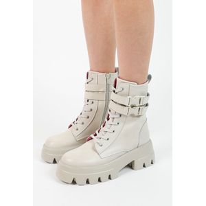 Sacha - Dames - Off white leren veterboots - Maat 40