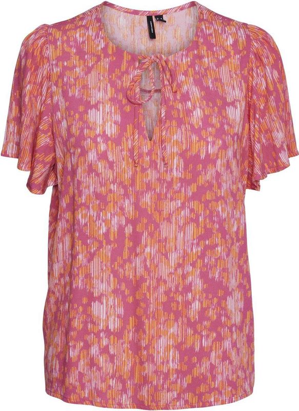 Vero Moda - Vmanna Fiona Ss Top Wvn Ga - T-shirt - Raspberry Sorbet