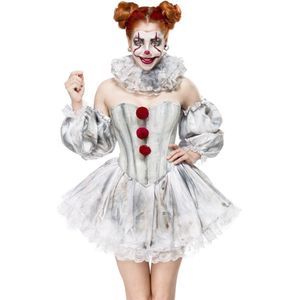 ATIXO GMBH - Angstaanjagend rood clownskostuum sexy luxe vrouwen - Grijs, Wit - XL (42)