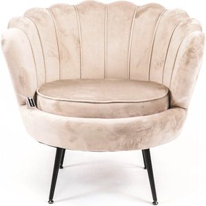 Housevitamin Schelpstoel - Taupe/Bruin - 84x76x82cm Velvet Fauteuil - Relax Stoel - Eyecatcher