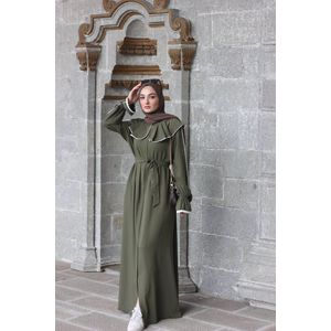Nur Boutique Abaya Hira - groen/kaki - maat 42-44 (maat 2) - Islamitische kleding - Bedekte kleding - Gebedskleding - Moslima