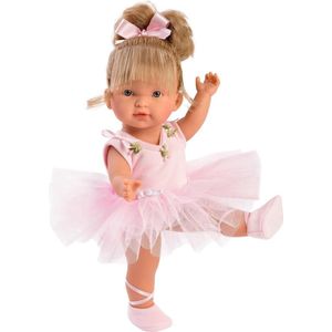 Llorens blanke pop Valeria ballet met rose strik 28cm