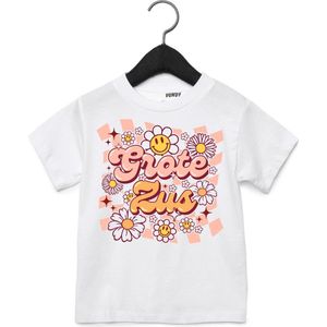 T-shirt kind Bloemetjes Ik word een Grote Zus | Kraamcadeau | Zwangerschap aankondiging | Wit | maat 68