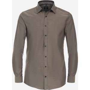 VENTI body fit overhemd - structuur - geel - Strijkvriendelijk - Boordmaat: 38