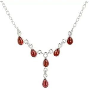 Granaat collier zilver