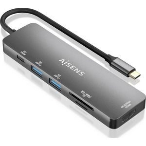 AISENS ASUC-6P016-GR laptop dock & poortreplicator Bedraad USB 3.2 Gen 1 (3.1 Gen 1) Type-C Grijs