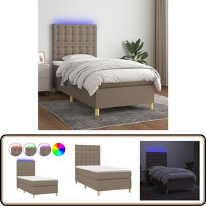 vidaXL Boxspring met LED - 80x200 cm - Taupe Boxspring - Led Boxspring - Boxspring Met Led - Slaapcomfort - Slaapkamers
