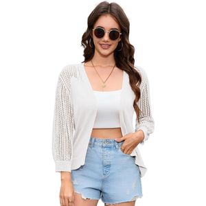 Dames Bolero Jasje Lichtgewicht Voorkant Open Korte Mouw Feestelijk Cardigan