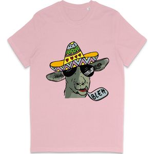 Grappig T Shirt Heren - T Shirt Dames - Cartoon Geit - Roze - XL