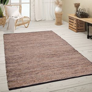 Paco Home Vloerkleed Woonkamer Laagpolig Handgeweven Gemêleerd Ethno Patroon Natuurlijk Jute 80x150 cm