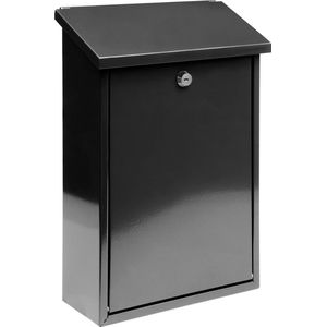 VOREL Brievenbus met 2 sleutels - zwart glans - 400x250x100 mm