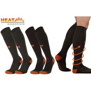 Heat Essentials - Merino Wol Sokken - Compressiekousen - 2 Paar - Groen - Maat 35/38 - Wandelsokken - Skisokken -Compressie Sokken