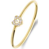Lucardi - 14 Karaat Goud - Ring - Goud - Met Hart en Zirkonia - 15.50 / 49 mm