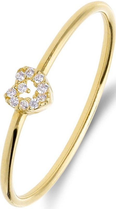 Lucardi - 14 Karaat Goud - Ring - Goud - Met Hart en Zirkonia - 15.50 / 49 mm
