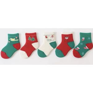 Kerstthema babysokken set van 5 - Winterthema sokken - Kerstsokken - Rendier - Baby Sokken - New born sokken - Multipack - Kraamcadeau voor Jongen of Meisje - Babyshower Cadeau - Kraammand