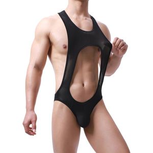 Heren Ronde Hals Jockstrap Bodysuit Sexy Uitgesneden Jumpsuit