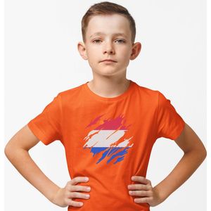 T-shirt in crack print | Koningsdag kleding kinderen | Oranje | Maat 152