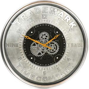 Clock Gear Grey/black 80 cm diameter - draaiende tandwielen - radar geluidloos - klok - horloge - landelijk - industriestijl - industrieel - cadeau - geschenk - kerst - nieuwjaar - verjaardag - gift -  origineel - interieur -  wand- en muurdecoratie