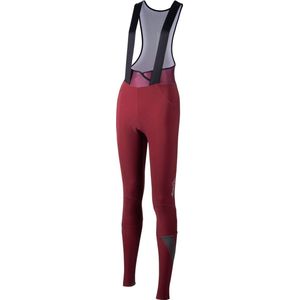 Nalini - Dames - Fietsbroek lang met Bretels - Winter Fietsbroek met Zeem - Thermo Wielrenbroek - Rood - Zwart - NEW ROAD WR LADY BIB TIGHT - S
