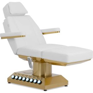 physa - MARSALA WHITE - Cosmetische Behandelstoel - Wit/Goud - Elektrisch - 200 kg - Verwarmbaar - 4 Motoren