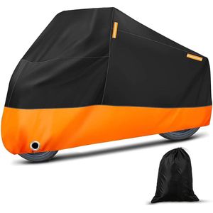 Motorhoes, afdekzeil, outdoor, motorfiets, afdekzeil, winterbestendig, 210D Oxford-stof, zon, waterdicht, 4 reflecterende strepen, slotgaten (XXL: 245 x 105 x 125 cm)