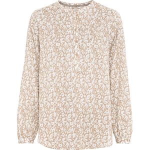 camel active Slip-on blouse met allover bloemenprint - Maat womenswear-M - Licht Bruin-Wit