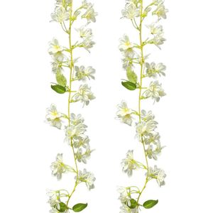 Bloemenslinger decoratie bloemenrank 180 cm kunstbloemen wijnstok slinger klimop slinger voor bruiloft tuin Pasen Valentijnsdag 2 stuks (wit)