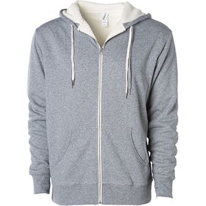 Independent Unisex Sherpa Lined Zip Hooded Jacket NP352 - Salt-N-Pepper/Natural - XS