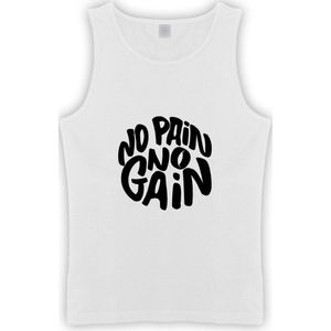 Witte Tanktop “ No Gain No Pain “ maat XXXL