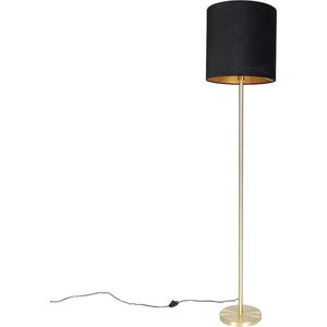 QAZQA Simplo - Klassieke Vloerlamp - Staande Lamp met Kap - 1 Lichts - H 1840 Mm - Zwart Goud