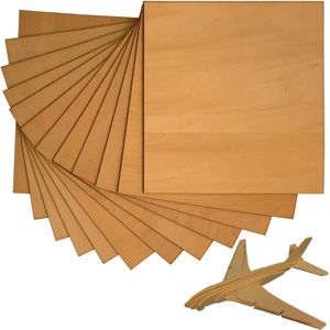 Set van 12 ruwe balsa-houten planken - 200 x 200 x 15 mm - voor modelbouw en pyrografie