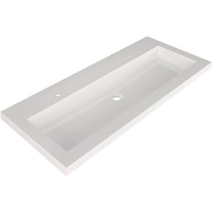 Saqu Straight Wastafel 2 kraangaten 120,5x51,5x4 cm Glans Wit