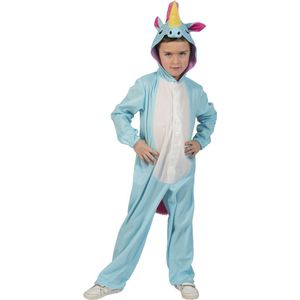Funny Fashion - Eenhoorn Kostuum - Zeldzame Blauwe Eenhoorn Kind Kostuum - Blauw - Maat 116 - Carnavalskleding - Verkleedkleding