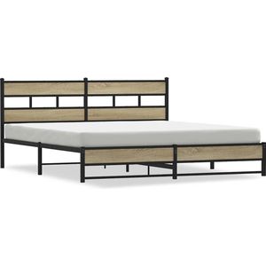 vidaXL - Bedframe - zonder - matras - metaal - sonoma - eikenkleurig - 180x200 - cm