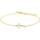 Armband - Horizontaal Kruisje - Zilver met Goudkleurige Coating - 20cm