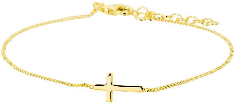 Armband - Horizontaal Kruisje - Zilver met Goudkleurige Coating - 20cm