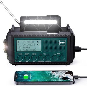 Noodradio Noodradio - Solar Opwindbaar - 5000mAh - Solar powerbank - Zonneenergie - Survival Noodpakket - Zaklamp Oplaadbaar - AM/FM - Noodrantsoen - Blauwgroen