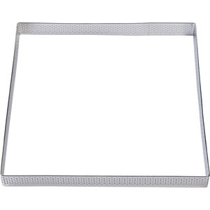 BrandNewCake® Taartring RVS - Vierkant Geperforeerd 20x2cm - Kookring - Bakring