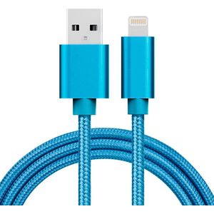 1m 3A geweven metalen kop 8 pins USB data oplader kabel iPhone XR iPhone XS MAX X & XS 8 Plus 7 & 7 Plus 6 6s & 6 Plus & 6s Plus iPad (blauw)