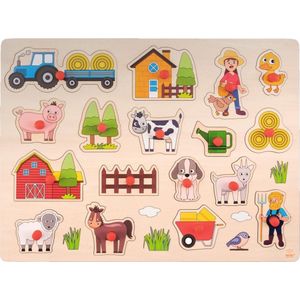 Houten steekpuzzel Knopjes Puzzel Boerderij 40x30cm