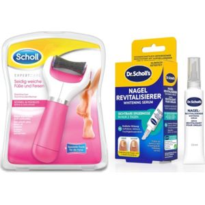 Scholl Velvet Smooth Voetvijl + Scholl's Revitalizing Serum voor gele nagels 10 ml- scholl -Kalknagel behandeling-Huidverzorging-Eelt verwijderaar-Scholl-Voetvijl - Scholl Velvet Smooth-Voetverzorging.