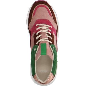 Manfield - Dames - Bruine suède sneakers met gekleurde details - Maat 36