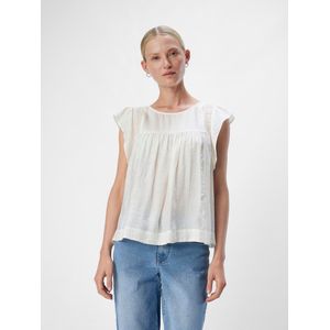 Object - Blouse - Beige - Korte Kapmouwtjes - Knoopsluiting Achterkant