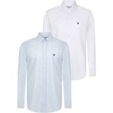 Felix Hardy - Multipack Overhemd - Wit-Lichtblauw - 97% Katoen - Heren - 2 Pack