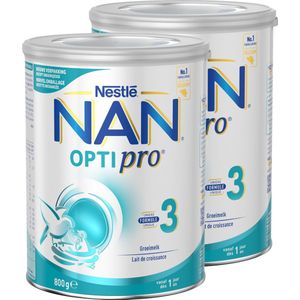 Nestlé NAN OptiPro 3 - Groeimelk voor Baby's vanaf 1 jaar - Voedzame Formule met Essentiële Nutriënten - 2 x 800g