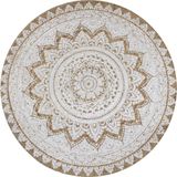 The Living Store Vloerkleed Jute - 150 cm - Mandala print