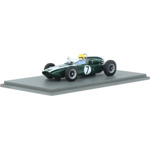 De 1:43 Diecast modelauto van de Cooper T55 #7 van de Holland GP van 1962. De coureur was T. Maggs. De fabrikant van het schaalmodel is Spark.Dit model is alleen online beschikbaar.