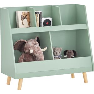 SoBuy KMB19-GR Kinderboekenkast - Groen Met 5 Vakken & Massief Hout